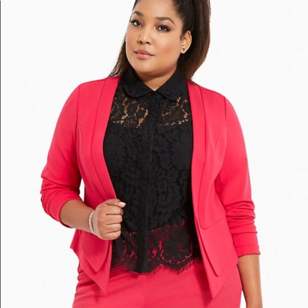 Torrid Pink Ponte Cutaway Blazer